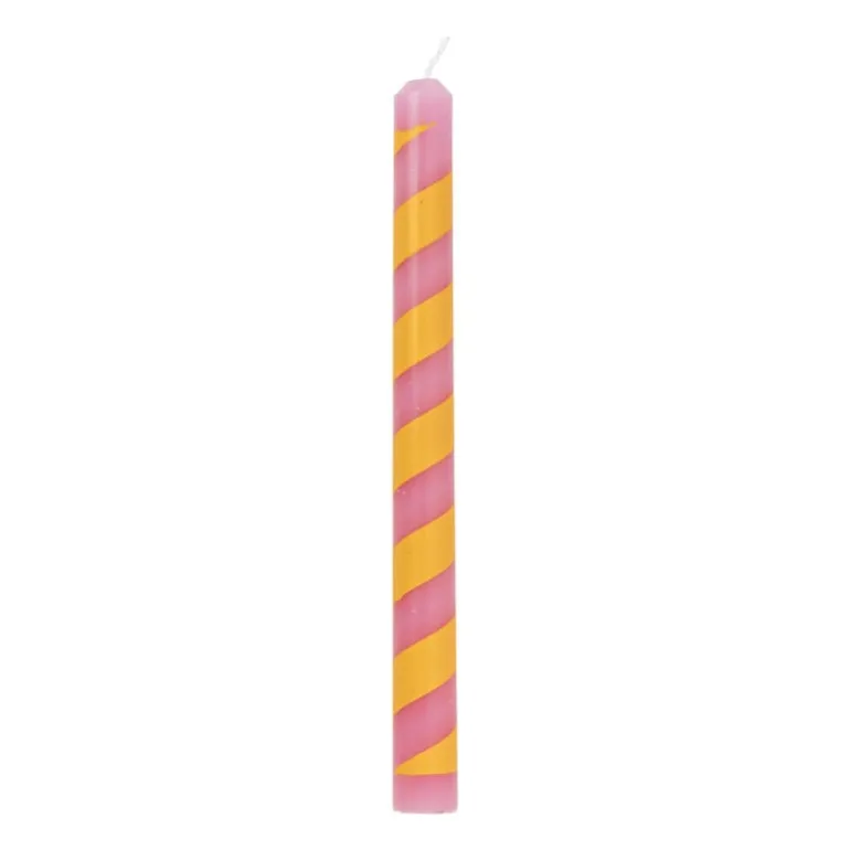 Dinerkaars streep - roze/geel - ø2.15x25 cm