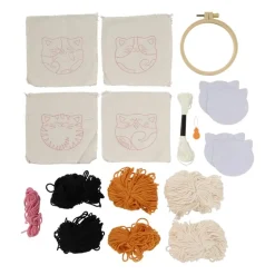 DIY punchnaald onderzetters kat - set van 4