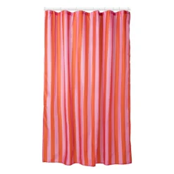Douchegordijn gestreept - roze/oranje - 180x200 cm