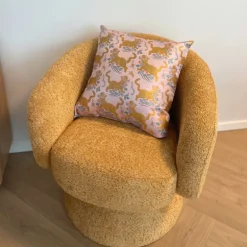 Draaifauteuil bouclé - oker - 74x68x66 cm