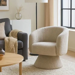 Draaifauteuil bouclé - taupe - 74x68x66 cm