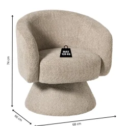 Draaifauteuil bouclé - taupe - 74x68x66 cm