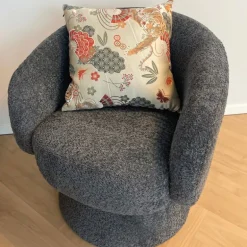 Draaifauteuil bouclé - zwart - 74x68x66 cm