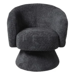 Draaifauteuil bouclé - zwart - 74x68x66 cm