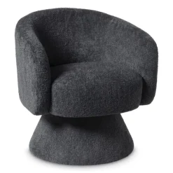 Draaifauteuil bouclé - zwart - 74x68x66 cm