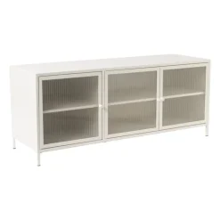 Dressoir Luca met geribbeld glazen deurtjes - offwhite - 50x120x42 cm