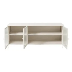 Dressoir Luca met geribbeld glazen deurtjes - offwhite - 50x120x42 cm