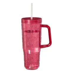 Drinkbeker met handvat - roze - ml
