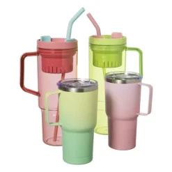 Drinkbeker met rietje Titan - groen - 1 liter