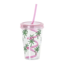 Drinkbeker palmboom - roze - 380 ml