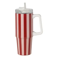 Drinkbeker streep - rood - 900 ml