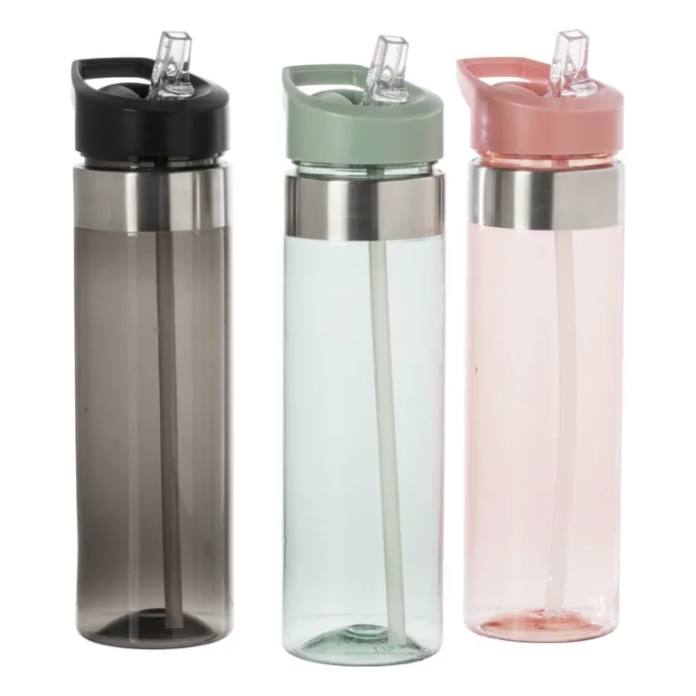 Drinkfles met rietje - roze - 500 ml