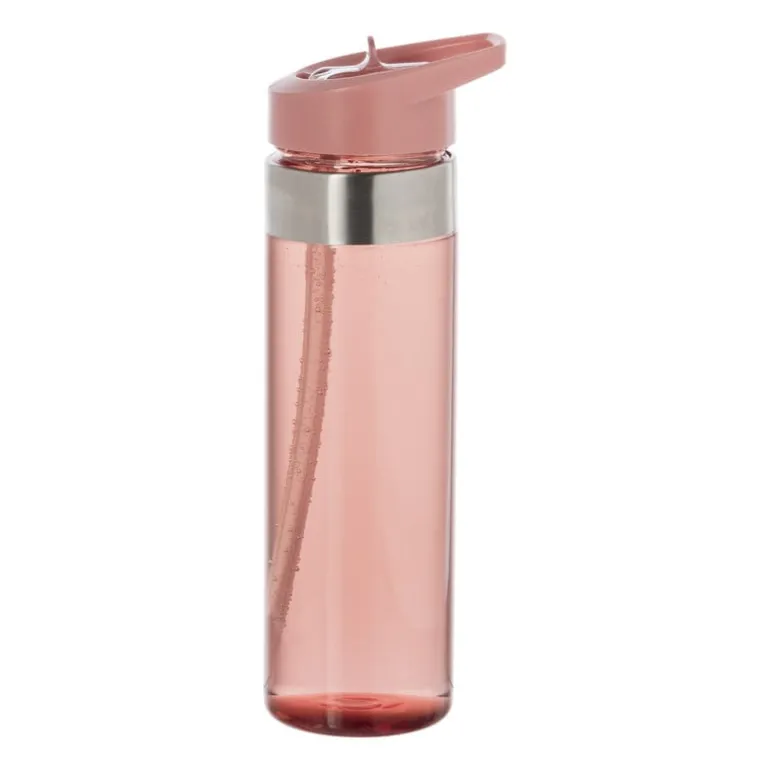 Drinkfles met rietje - roze - 500 ml