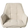 Eetkamerstoel bouclé met armleuning - beige - 87x56.5x43 cm