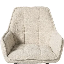 Eetkamerstoel bouclé met armleuning - beige - 87x56.5x43 cm