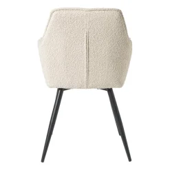Eetkamerstoel bouclé met armleuning - beige - 87x56.5x43 cm