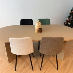 Eetkamerstoel chenille - zwart - 90x53.5x44.5 cm