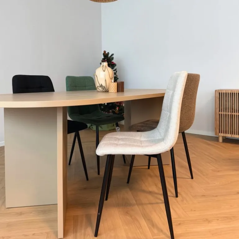Eetkamerstoel chenille - zwart - 90x53.5x44.5 cm