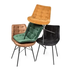 Eetkamerstoel cognac - velvet - 52x52x81 cm