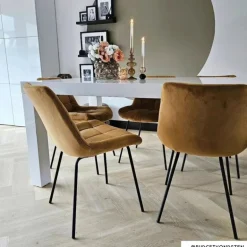 Eetkamerstoel cognac - velvet - 52x52x81 cm