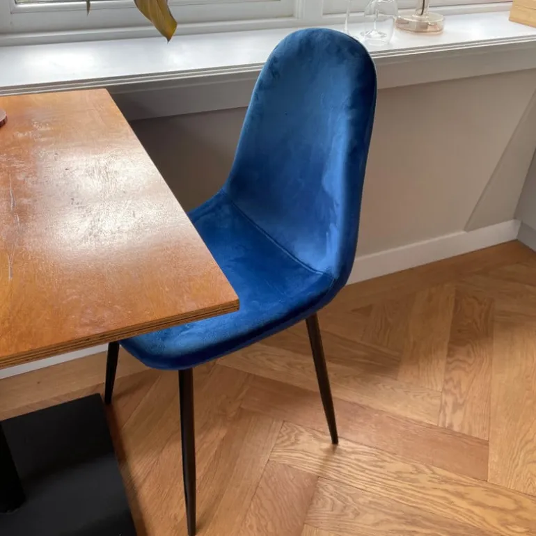 Eetkamerstoel Ivy velvet - donkerblauw - 88x44x53 cm