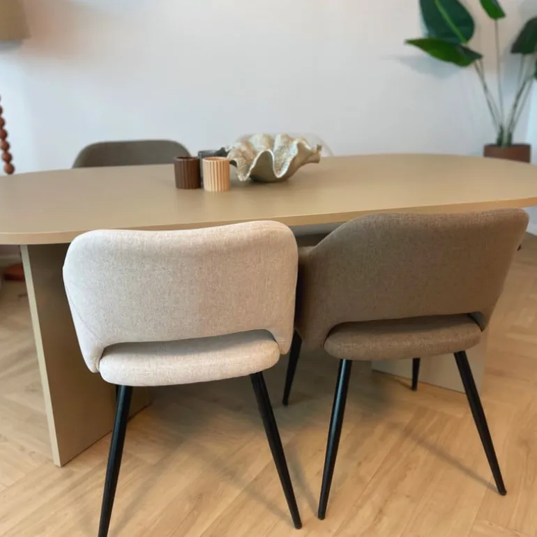 Eetkamerstoel Leonardo met armleuning - beige - 81x62.5x56 cm