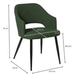 Eetkamerstoel Leonardo met armleuning - groen - 81x62.5x56 cm