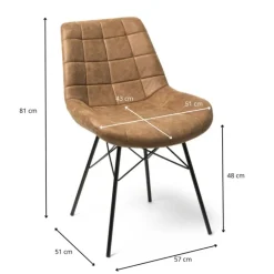 Eetkamerstoel suèdine - cognac - 51x57x81 cm
