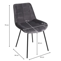 Eetkamerstoel velvet - betongrijs - 52x52x81 cm