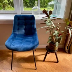 Eetkamerstoel velvet - donkerblauw - 79x50x44 cm