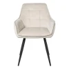 Eetkamerstoel velvet met armleuning - beige - 87x56.5x43 cm