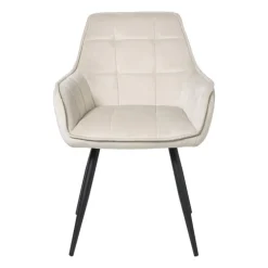 Eetkamerstoel velvet met armleuning - beige - 87x56.5x43 cm