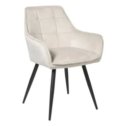 Eetkamerstoel velvet met armleuning - beige - 87x56.5x43 cm