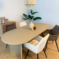 Eetkamerstoel velvet met armleuning - bruin - 87x56.5x43 cm