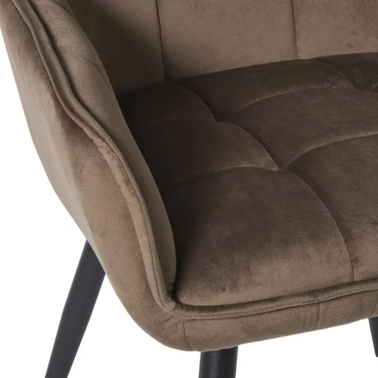 Eetkamerstoel velvet met armleuning - bruin - 87x56.5x43 cm
