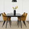 Eetkamerstoel velvet met armleuning - oker - 87x56.5x43 cm