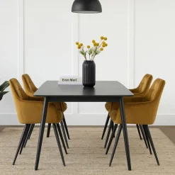 Eetkamerstoel velvet met armleuning - oker - 87x56.5x43 cm