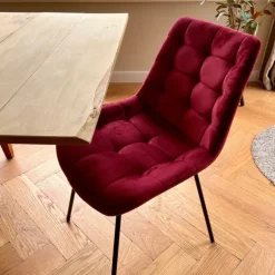 Eetkamerstoel velvet - rood - 79x50x44 cm