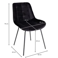 Eetkamerstoel zwart - velvet - 52x52x81 cm