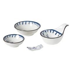 Eetstokjeshouder Mico kat - blauw/wit - 1.5x6x1.2 cm