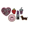 Emblemen glitter - roze - set van 6