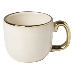 Espressomokje met gouden rand - beige - 80 ml