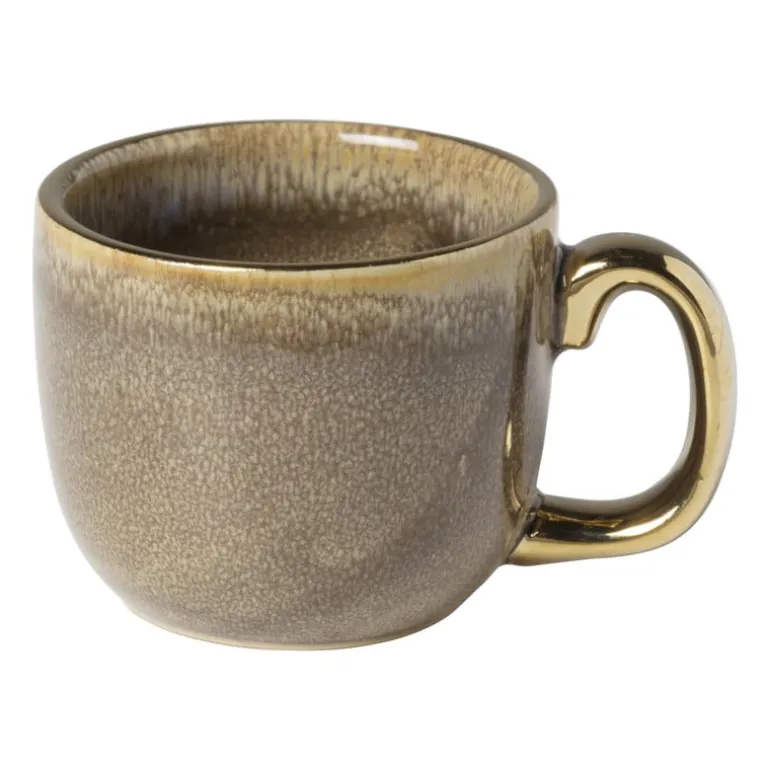 Espressomokje met gouden rand - bruin - 80 ml