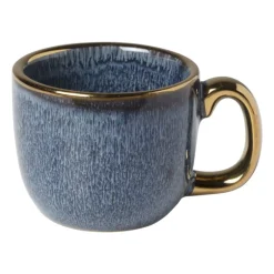 Espressomokje met gouden rand - blauw - 80 ml