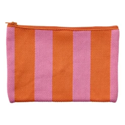 Etui gestreept - roze/oranje - 12x19 cm