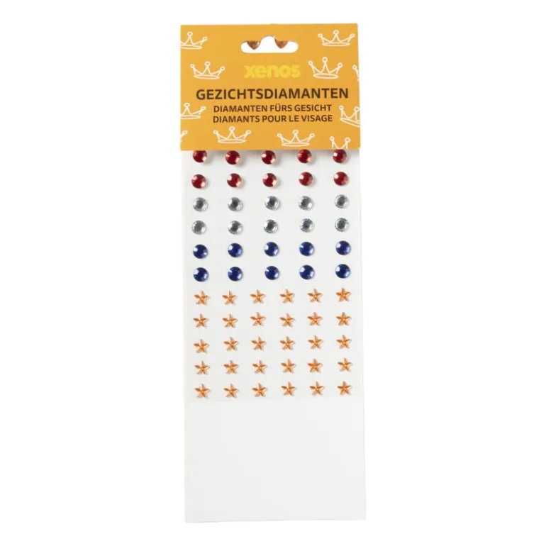 Face diamonds - oranje/rood/wit/blauw - set van 90