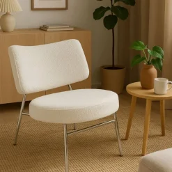 Fauteuil Amber - wit/zilverkleurig - 71.5x63x70.5 cm