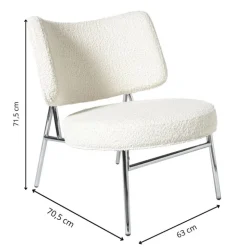Fauteuil Amber - wit/zilverkleurig - 71.5x63x70.5 cm
