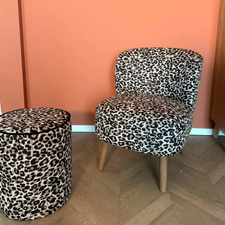 Fauteuil luipaard - bruin - 69x66x56 cm