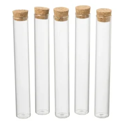 Flesjes met kurk - set van 5 - 15 cm